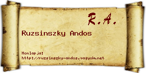Ruzsinszky Andos névjegykártya